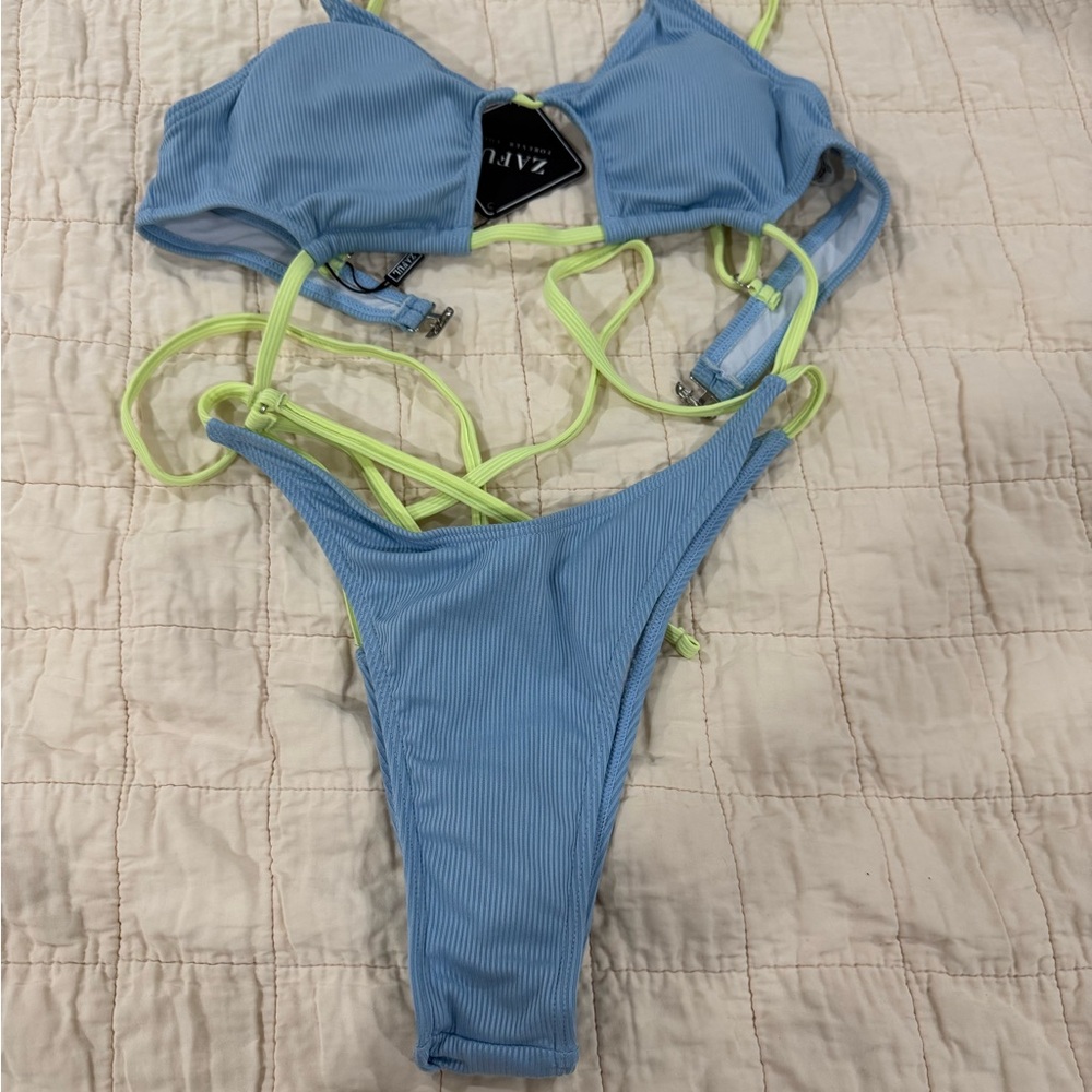 ZAFUL Blue and Green Women's Bikini